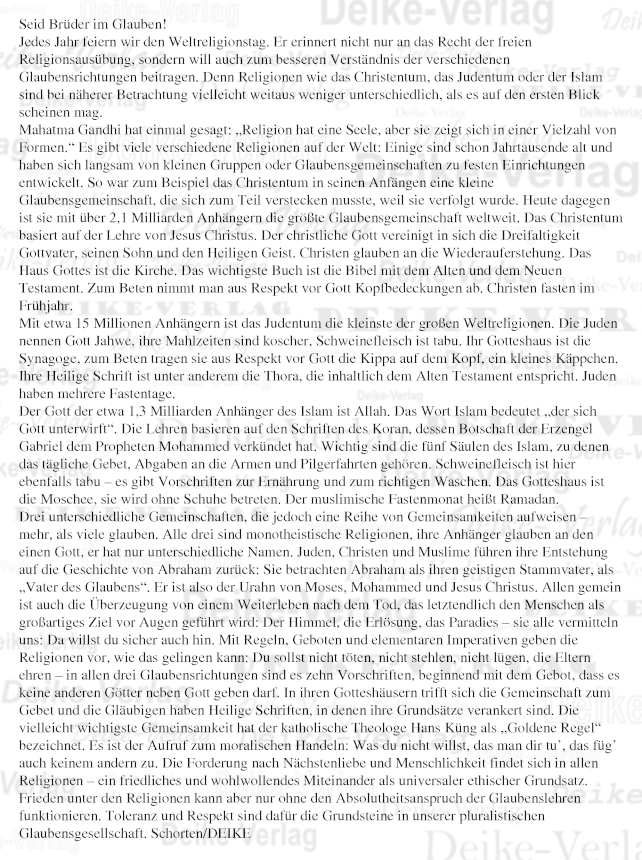 Thema: Weltreligionen (Judentum, Christentum, Islam) - Seid Brüder im Glauben