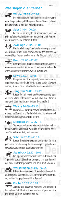 Wochenhoroskop KW 0127