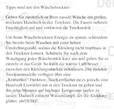Tipps rund um den Wäschetrockner