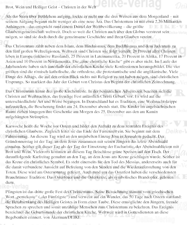 Brot, Wein und Heiliger Geist – Christen in der Welt