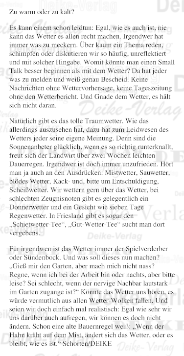 Zu warm oder zu kalt