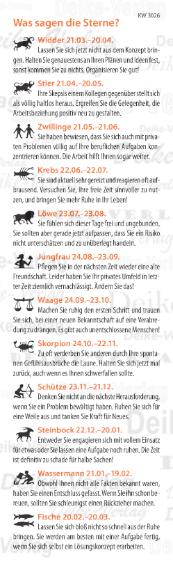 Wochenhoroskop KW 3026