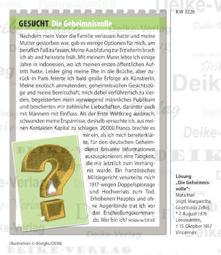 Mata Hari - Personenrätsel KW 3226