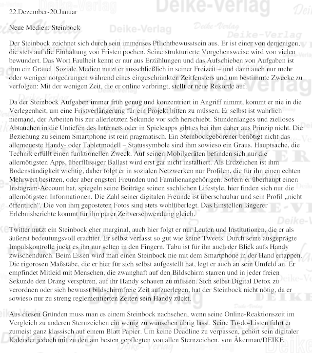 Sternzeichencharakteristiken: Steinbock (Neue Medien)