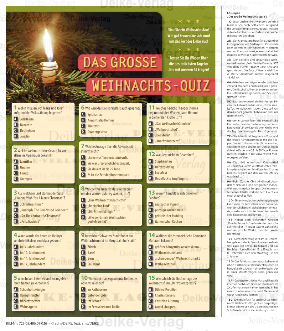 Weihnachten - 15 Fragen Quiz