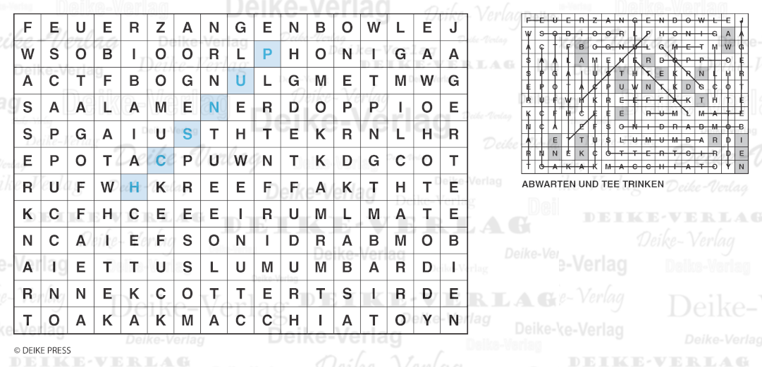 Heißgetränke - Buchstabensalate