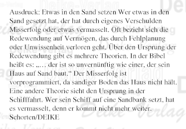 Ausdruck: Etwas in den Sand setzen