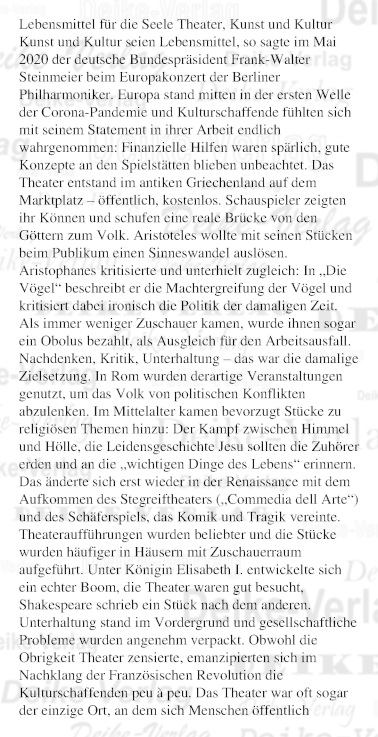 Theater, Kunst und Kultur