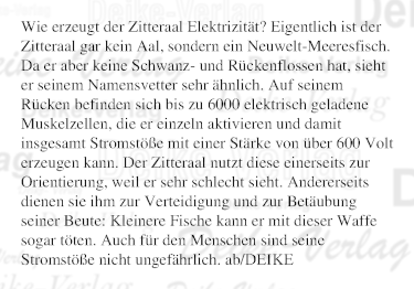 Wie erzeugt der Zitteraal Elektrizität?