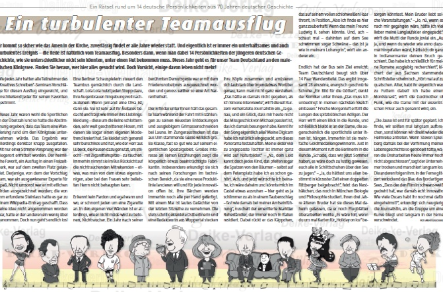 Berühmte Deutsche - Texträtsel (Ein turbulenter Teamausflug)