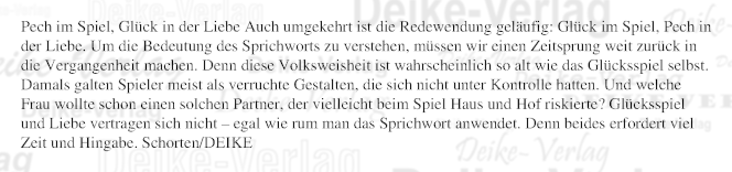 Pech im Spiel, Glück in der Liebe