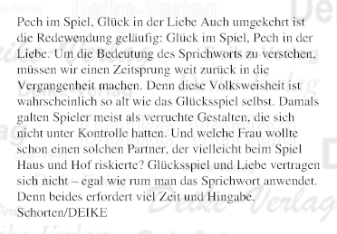 Pech im Spiel, Glück in der Liebe