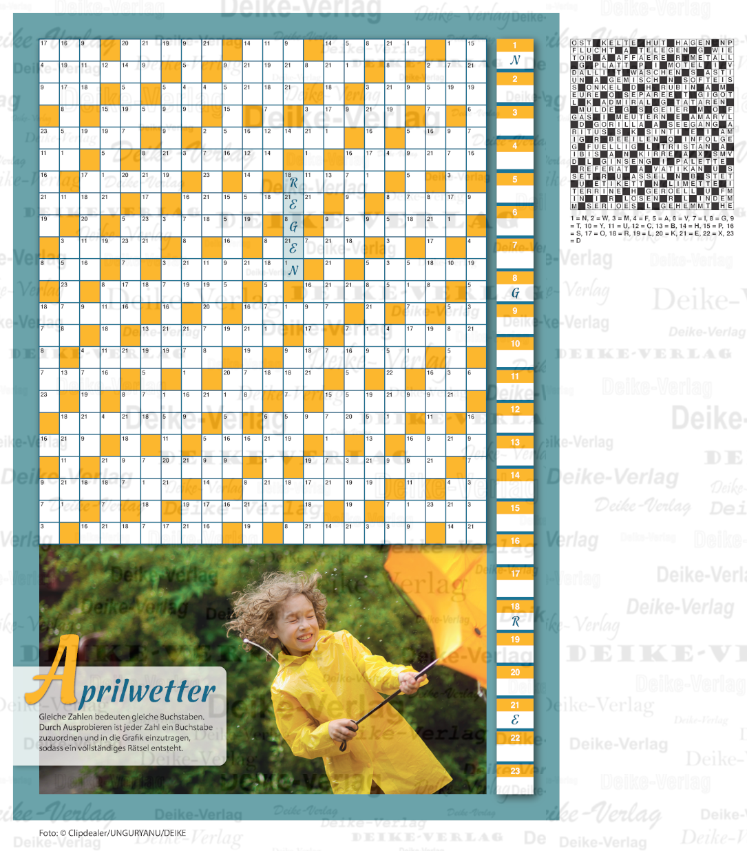 Aprilwetter (Zahlenkreuzworträtsel)
