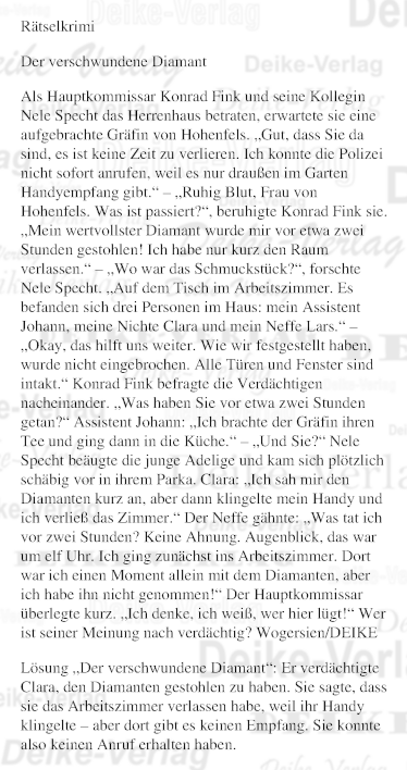 Der verschwundene Diamant (Fink und Specht)