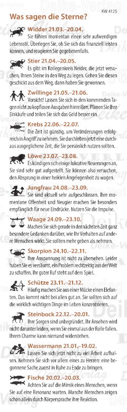 Wochenhoroskop KW 4125