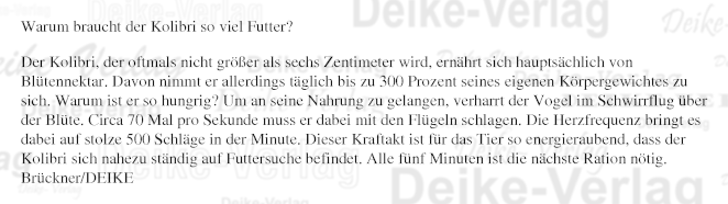 Warum braucht der Kolibri so viel Futter?