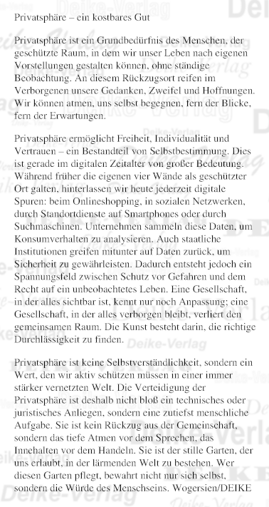Privatsphäre - ein kostbares Gut