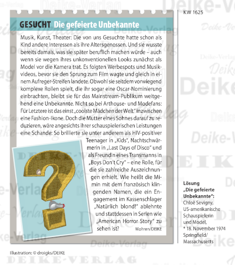 Chloë Sevigny - Personenrätsel KW 1625