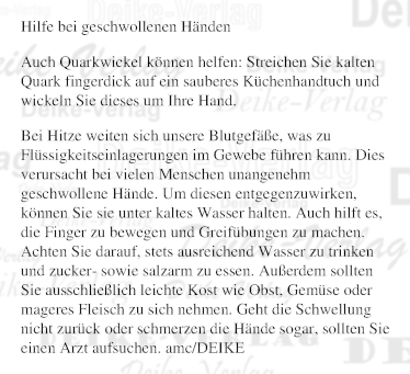 Hilfe bei geschwollenen Händen