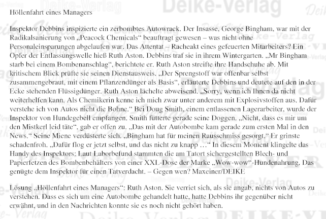 Höllenfahrt eines Managers (Inspektor Debbins) - Rätselkrimi 201512