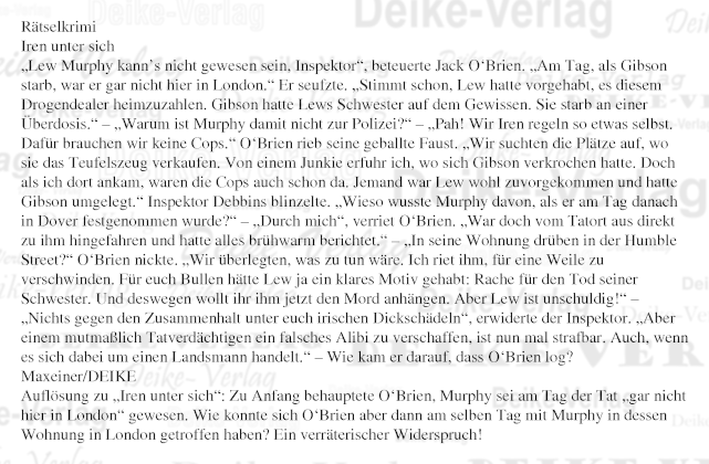 Iren unter sich (Inspektor Debbins) Rätselkrimi 201502