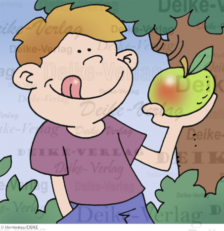 Kind isst Apfel