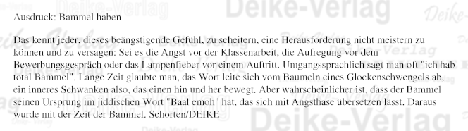 Ausdruck: Bammel haben