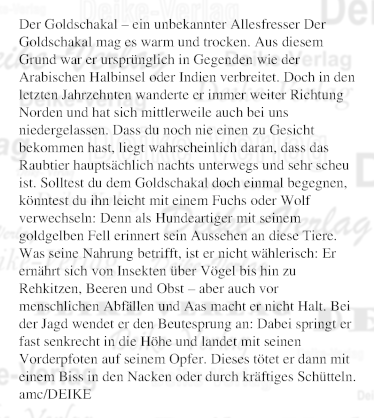 Der Goldschakal - ein altbekannter Allesfresser