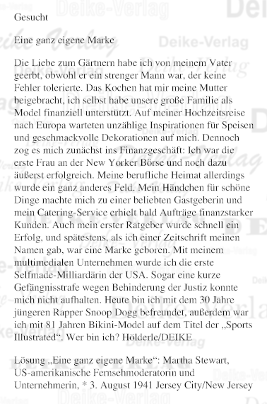 Martha Stuart - Personenrätsel KW 4025