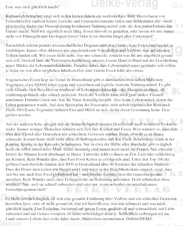 Thema: Essen ohne Zusatzstoffe (Esst, was euch glücklich macht)