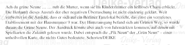 Ausdruck: Ach du grüne Neune