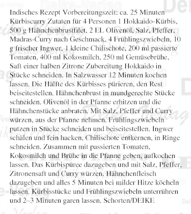 Indisches Rezept: Kürbiscurry